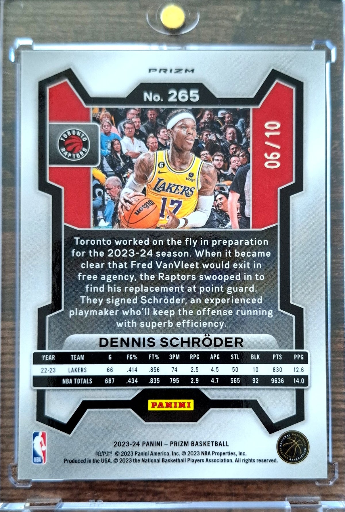 2023-24 Panini Prizm Gold Prizm 06/10 Dennis Schröder Los Angeles Lakers