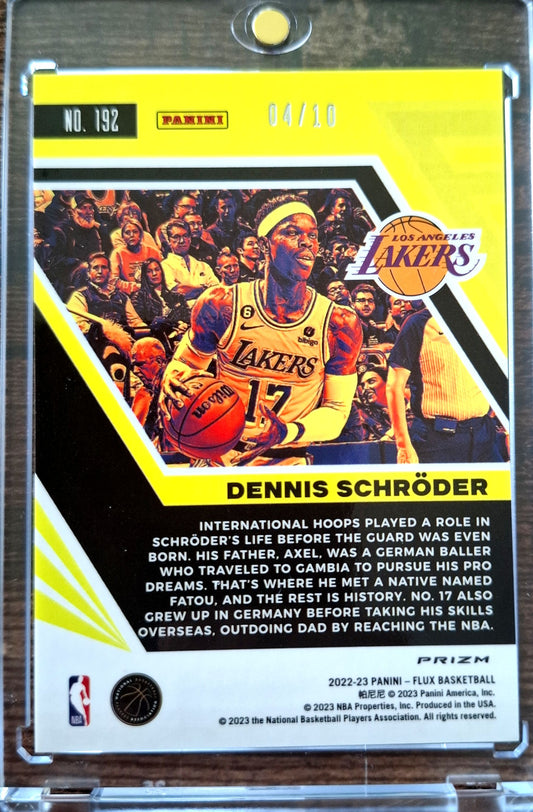 2022-23 Panini Flux Gold Prizm 04/10 Dennis Schröder Los Angeles Lakers