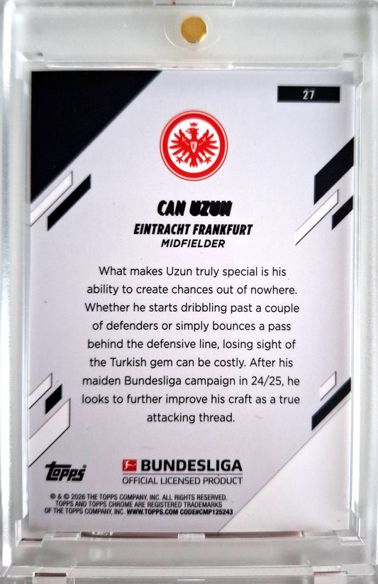2025-26 Topps Chrome Bundesliga Can Uzun Green Lava 46/99 Eintracht Frankfurt