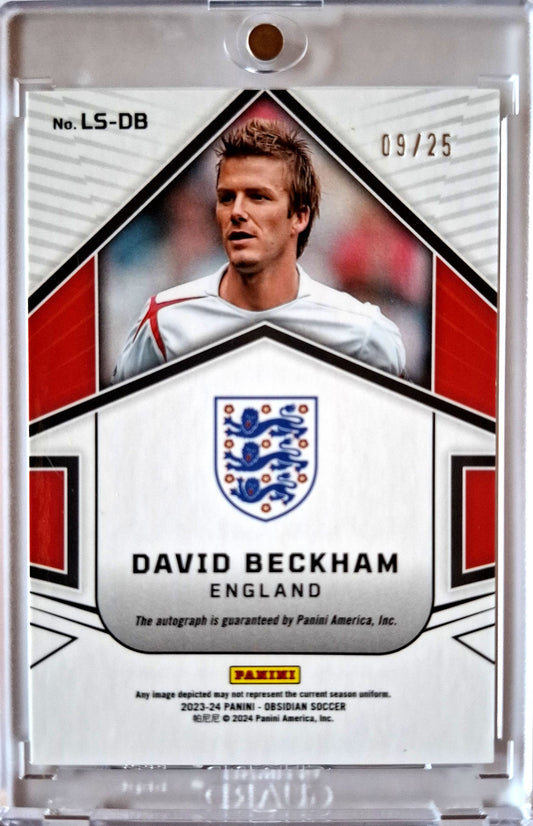 2023-24 Panini Obsidian Lightning Strike David Beckham Auto 09/25 England