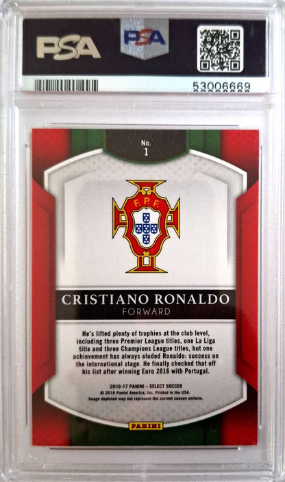2016-17 Panini Select Soccer Multi-Color Prizm Cristiano Ronaldo SP PSA 9 Portugal
