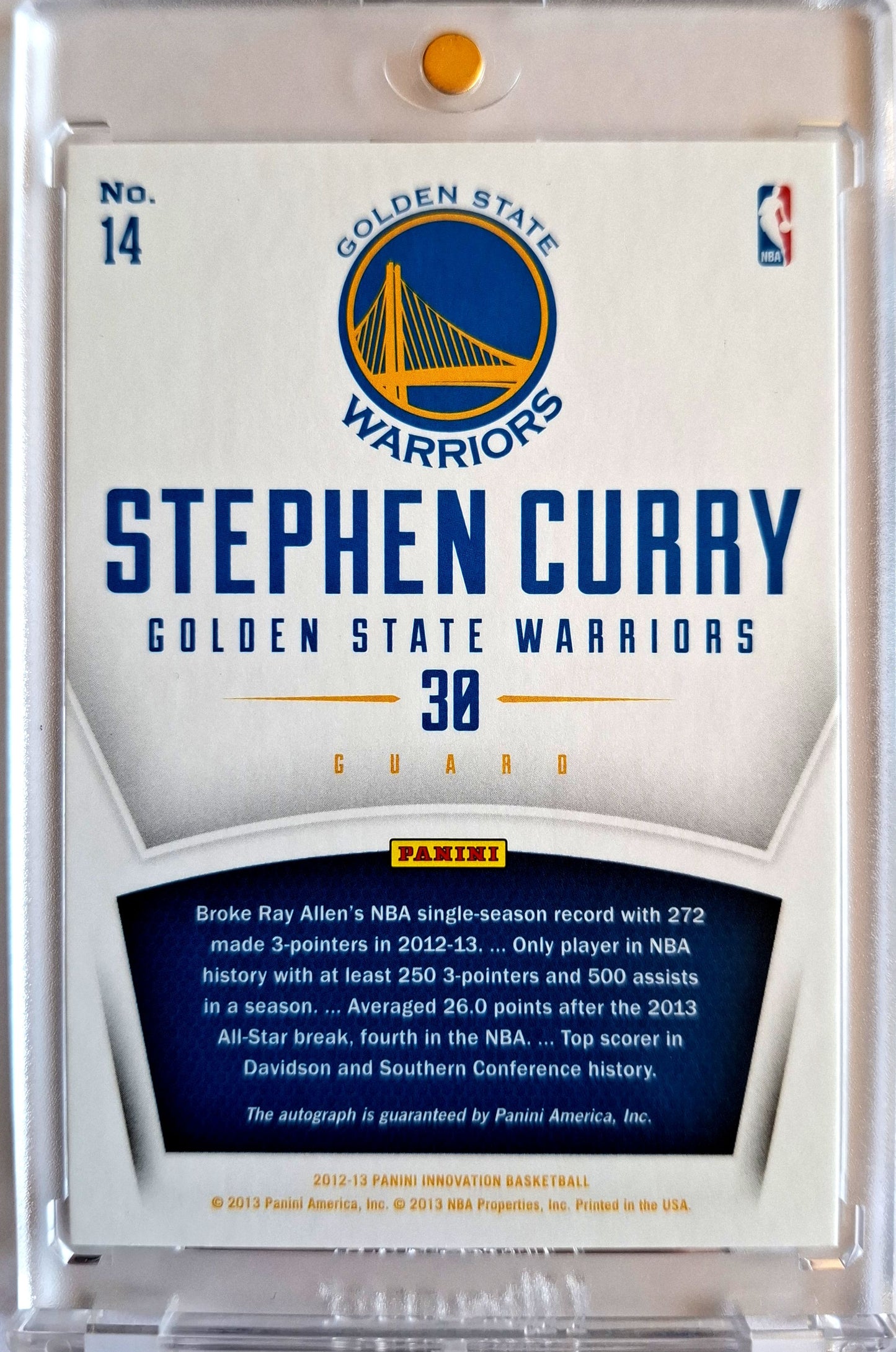 2012-13 Panini Innovation Innovative Ink Stephen Curry Auto Autograph Golden State Warriors