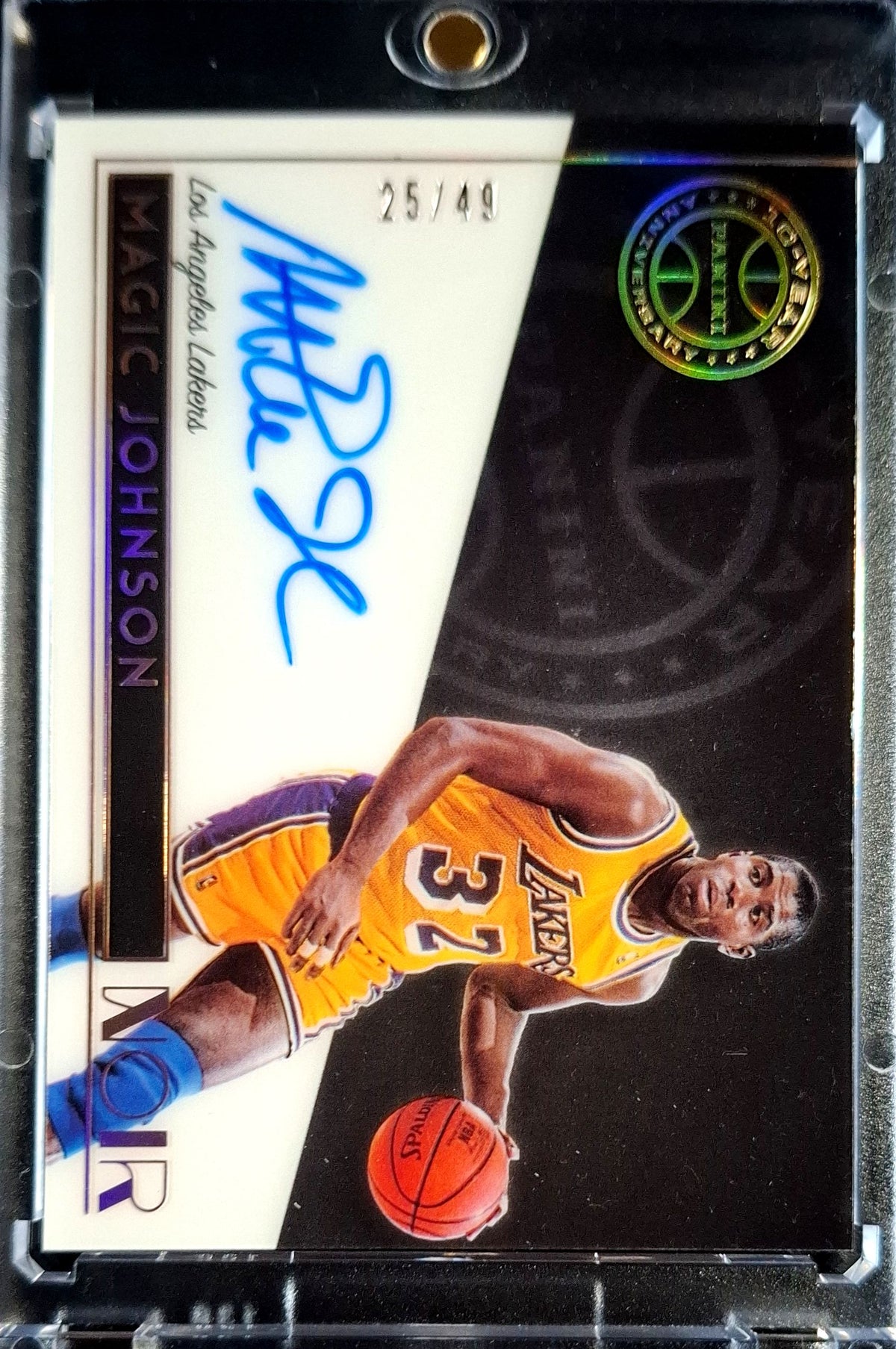 2018-19 Panini Noir 10 Year Anniversary Autographs Magic Johnson Auto Karte 25/49 Los Angeles Lakers.