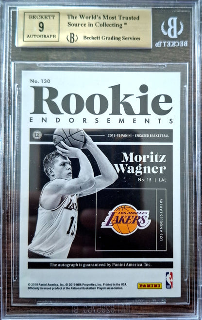 2018-19 Panini Encased Rookie Endorsements Moritz Wagner RC Auto 39/75 BGS 9.5 Los Angeles Lakers