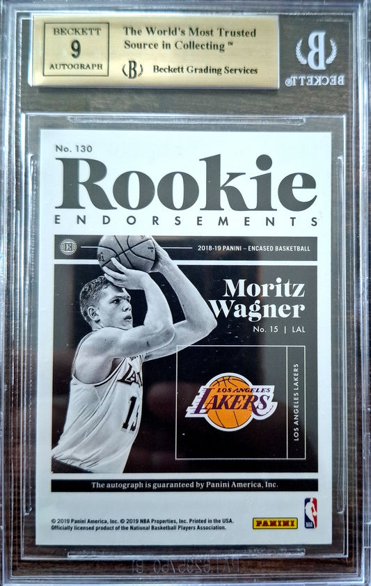 2018-19 Panini Encased Rookie Endorsements Moritz Wagner RC Auto 39/75 BGS 9.5 Los Angeles Lakers