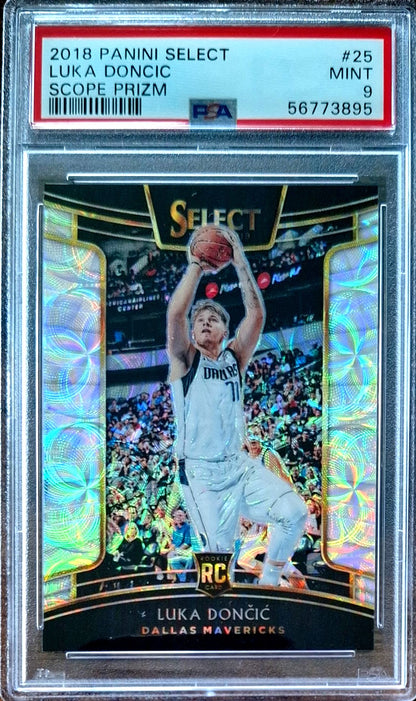 2018-19 Panini Select Scope Prizm Concourse Luka Dončić RC Rookie PSA 9 Mint Dallas Mavericks.