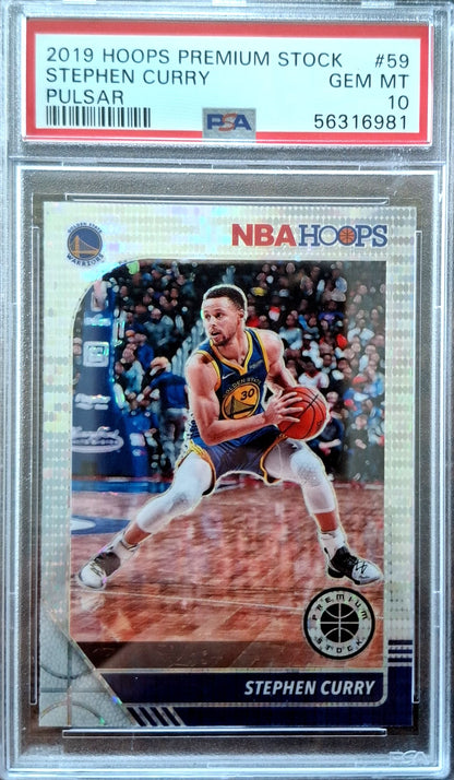 2019-20 Panini Hoops Premium Stock Pulsar Stephen Curry PSA 10 Gem Mint Golden State Warriors.
