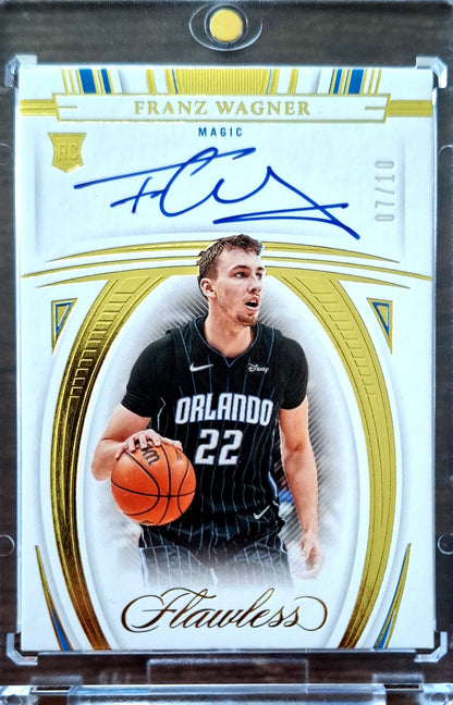 2021-22 Panini Flawless Autographs Gold Franz Wagner RC Rookie Auto Karte 07/10 Orlando Magic.