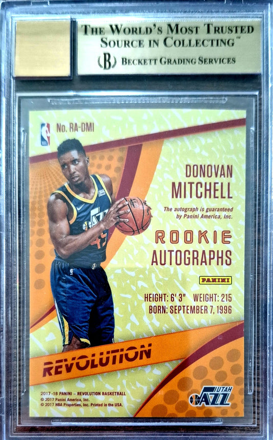 2017-18 Panini Revolution Rookie Autographs Donovan Mitchell RC Auto BGS 9.5 / 10 Utah Jazz