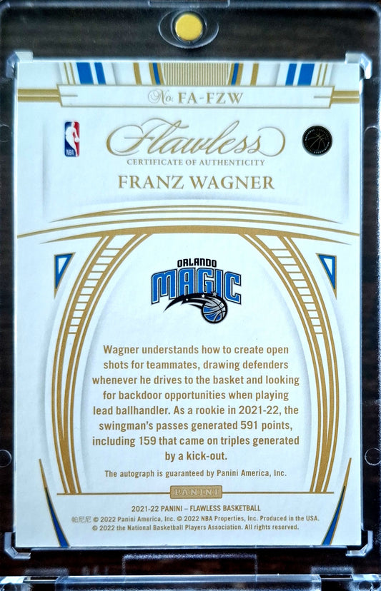 2021-22 Panini Flawless Autographs Franz Wagner RC Rookie Auto Gold 07/10 Orlando Magic
