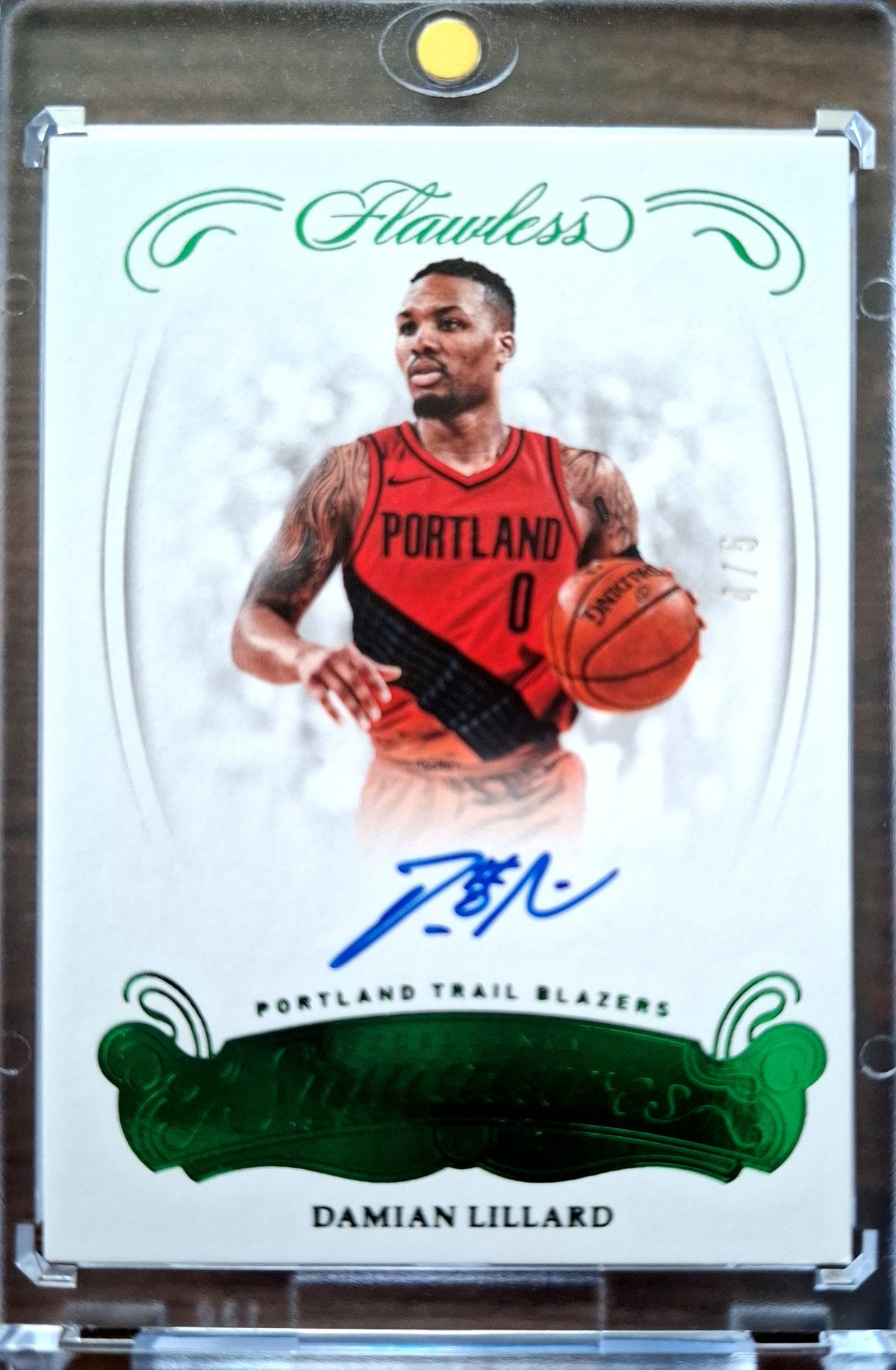 2017-18 Panini Flawless Excellence Green Damian Lillard Auto Karte 4/5 Portland Trail Blazers.