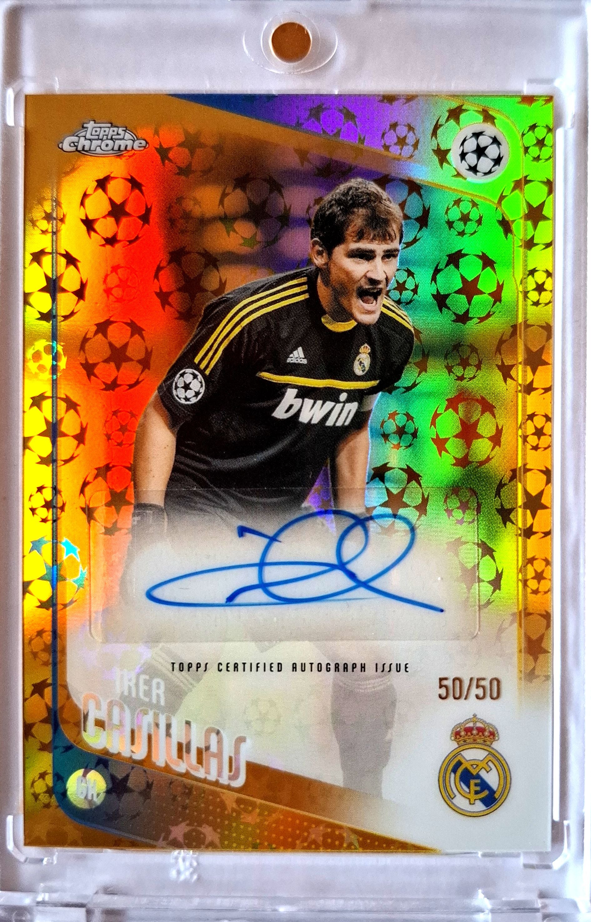 2025-26 Topps Chrome UCC Gold Iker Casillas Auto Karte 50/50 Real Madrid.