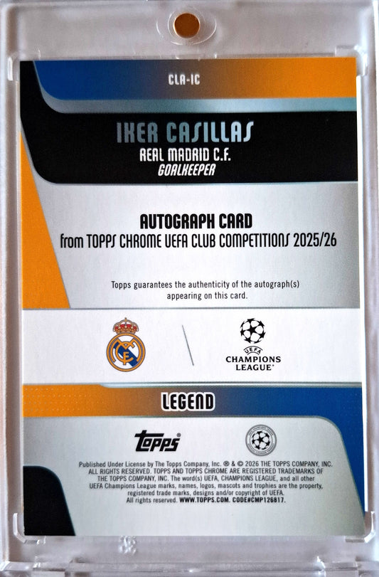 2025-56 Topps Chrome UCC Gold Iker Casillas Auto 50/50 Real Madrid