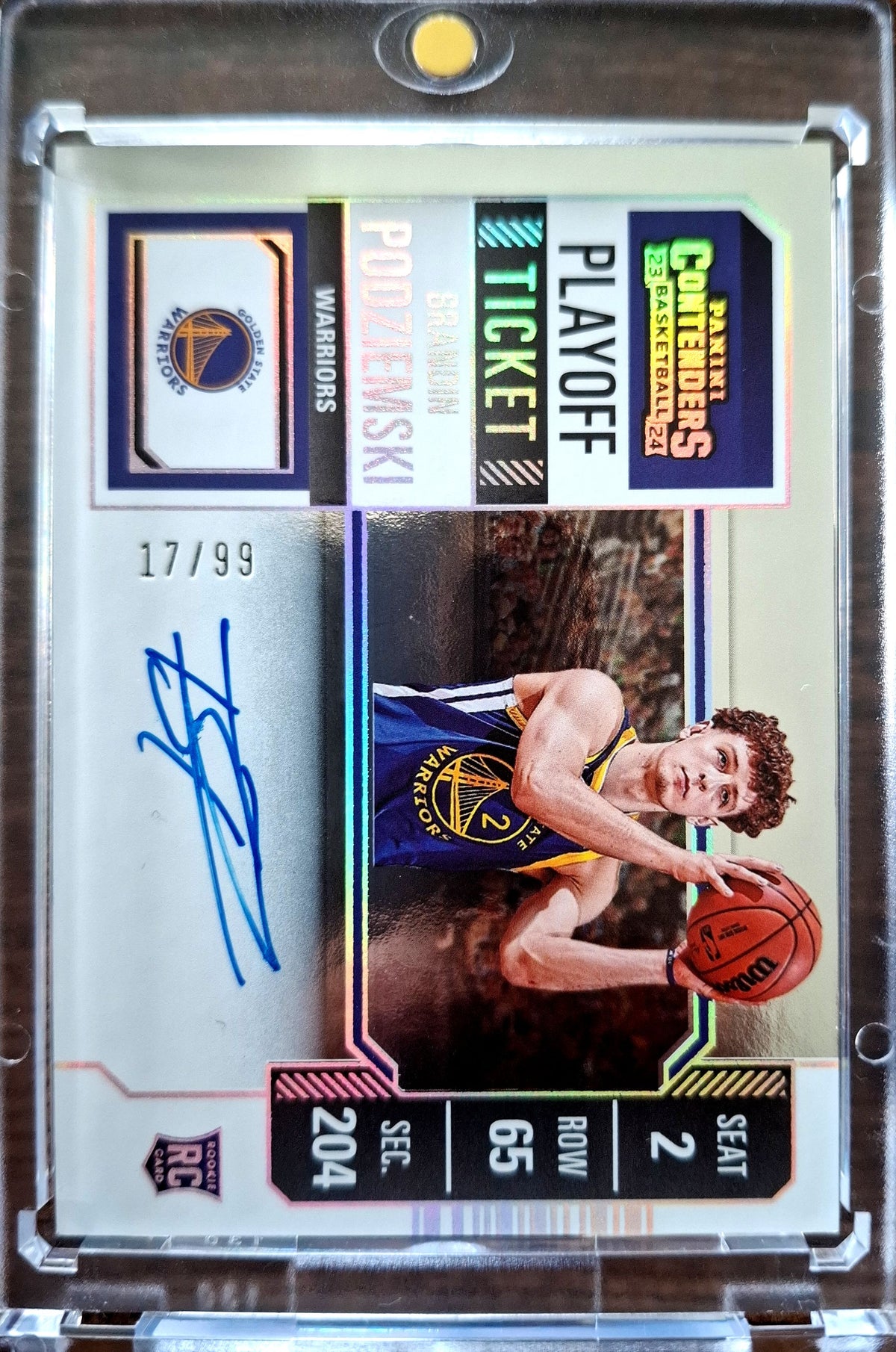 2023-24 Panini Contenders Playoff Ticket Brandin Podziemski RC Rookie Auto Karte 17/99 Golden State Warriors.