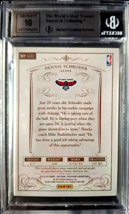 2013-14 Panini National Treasures Rookie Patch Auto RPA Dennis Schröder 89/99 BGS9 Auto 10 Atlanta Hawks