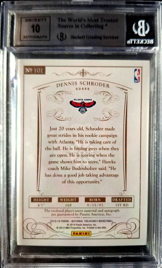 2013-14 Panini National Treasures Rookie Patch Auto RPA Dennis Schröder 89/99 BGS9 Auto 10 Atlanta Hawks