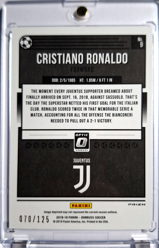 2018-19 Panini Donruss Optic Soccer Cristiano Ronaldo Purple Velocity 070/125 Juventus Turin