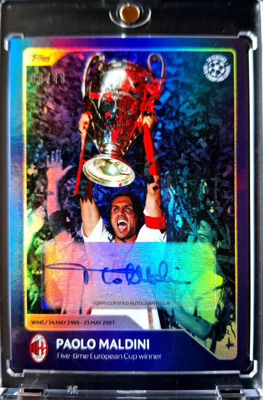 2022 Topps 30 Seasons UEFA Champions League Paolo Maldini Auto Karte 04/49 AC Milan.