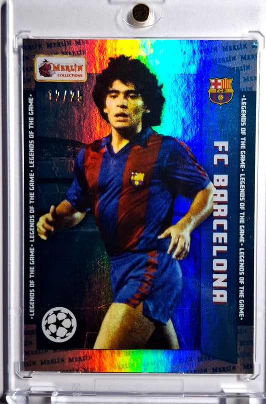 2023-24 Topps Merlin Heritage Legends of the Game Diego Maradona Karte 12/25 FC Barcelona.