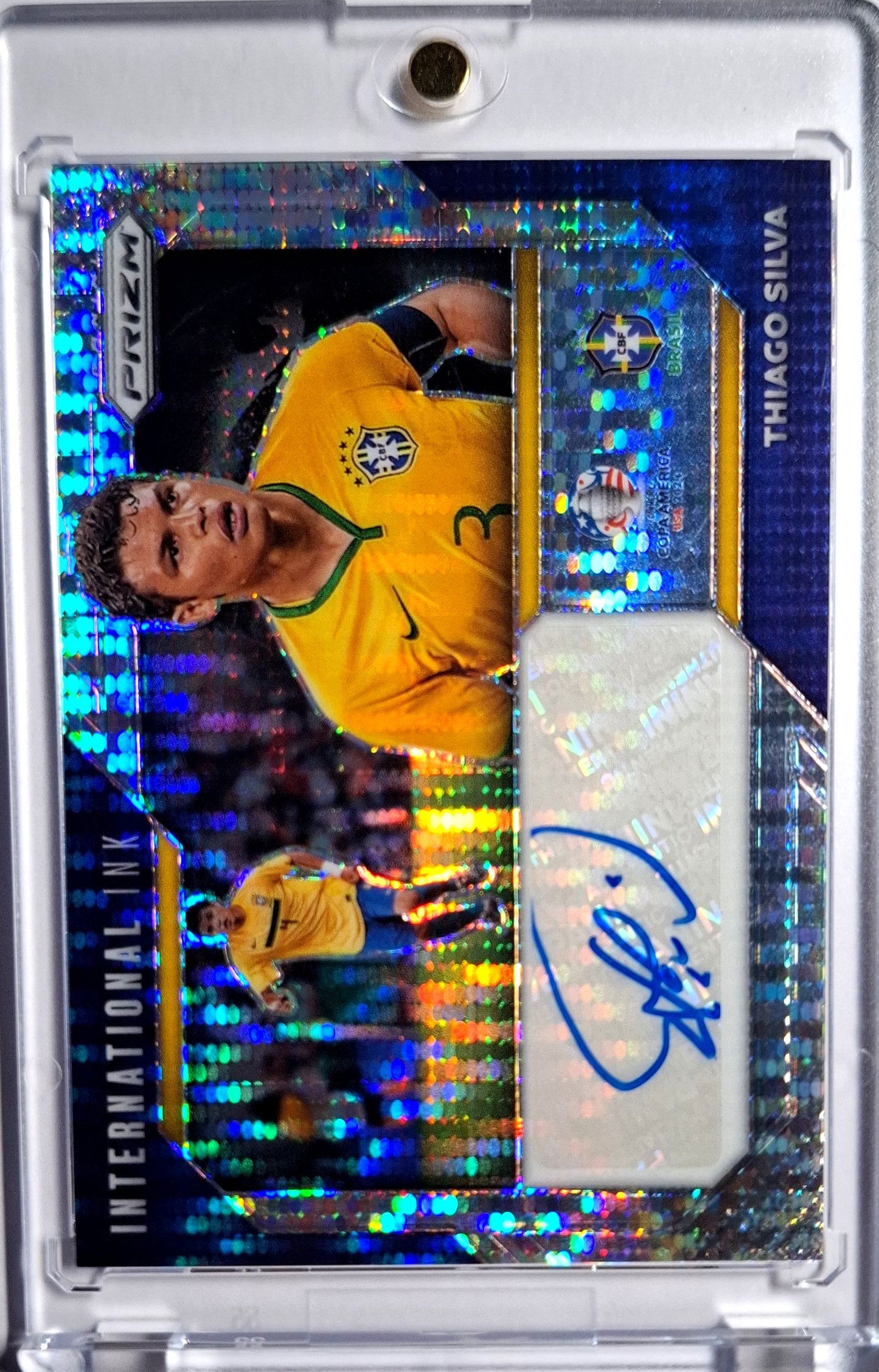 2024 Panini Prizm Copa America International Ink Pulsar Thiago Silva Auto Karte Brasilien.