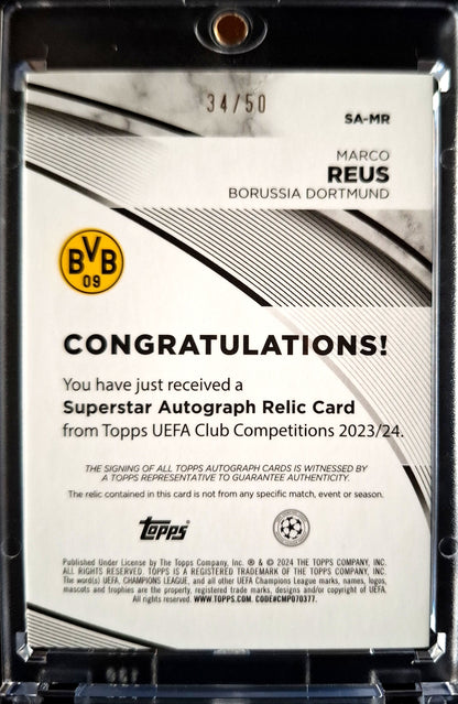 2023-24 Topps UCC Superstar Autograph Relic Card Marco Reus Auto jersey 34/50 Borussia Dortmund