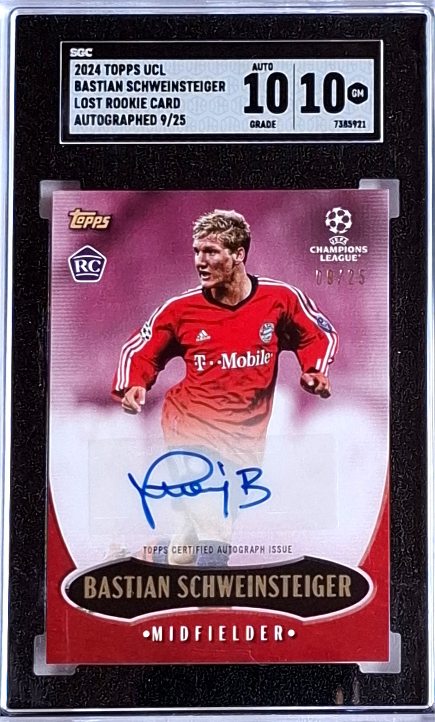 2024 Topps UCL Bastian Schweinsteiger Lost Rookie Card Autographed 09/25 SGC 10 Auto 10 Bayern München