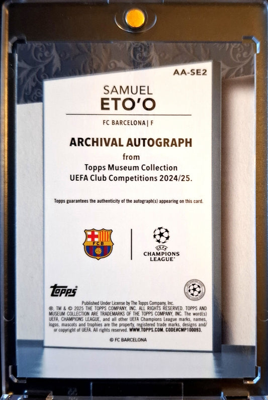 2024-25 Topps Museum UCC Archival Autograph Samuel Eto'o Auto 33/75 FC Barcelona