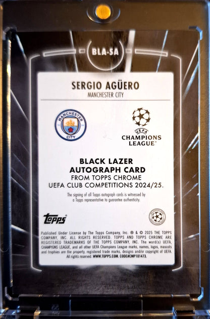2024-25 Topps Chrome UCCC Black Lazer Sergio Aguero Auto 30/50 Manchester City