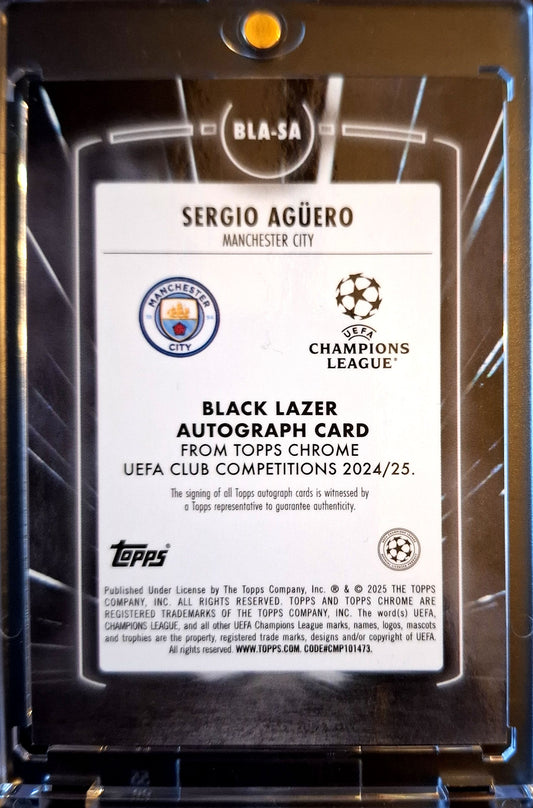 2024-25 Topps Chrome UCCC Black Lazer Sergio Aguero Auto 30/50 Manchester City