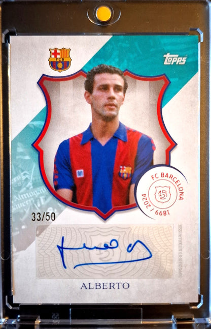 2024-25 Topps 125 Years Anniversary Legacy Autograph Alberto Auto Karte 33/50 FC Barcelona.