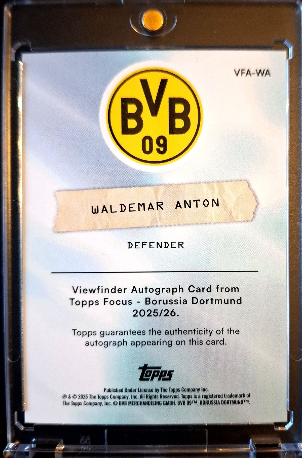 2025-26 Topps Focus Borussia Dortmund Viewfinder Auto Waldemar Anton 20/50