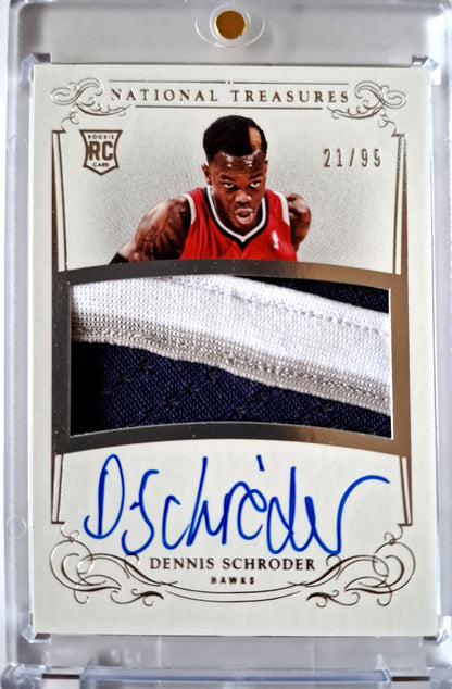 2013-14 Panini National Treasures Rookie Patch Auto Dennis Schröder 21/99 Hawks
