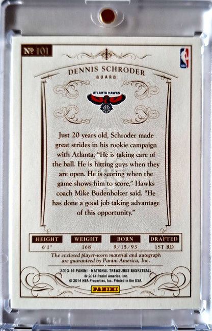 2013-14 Panini National Treasures Rookie Patch Auto Dennis Schröder 21/99 Hawks