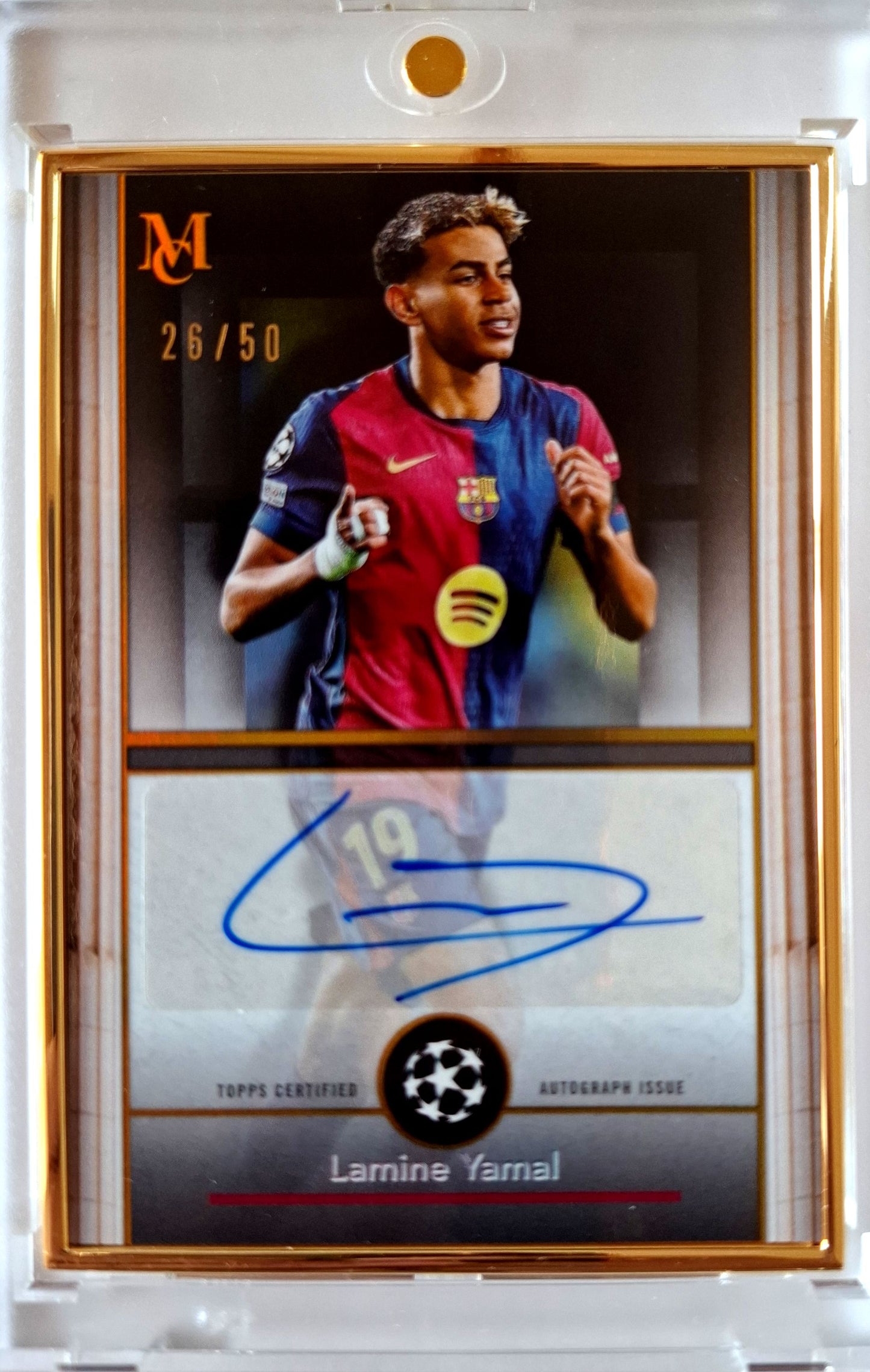 2024-25 Topps Museum UCC Framed Autograph Card Lamine Yamal Auto Gold 26/50 FC Barcelona