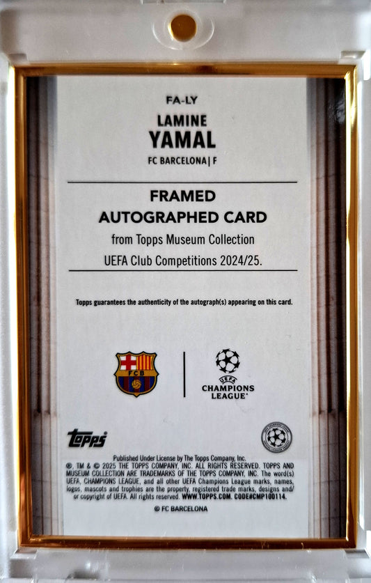2024-25 Topps Museum UCC Framed Autograph Card Lamine Yamal Auto Gold 26/50 FC Barcelona