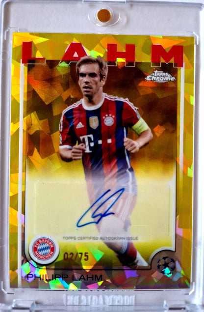 024-25 Topps Chrome Sapphire UCC Yellow Refractor Philipp Lahm Auto 02/75 FC Bayern München