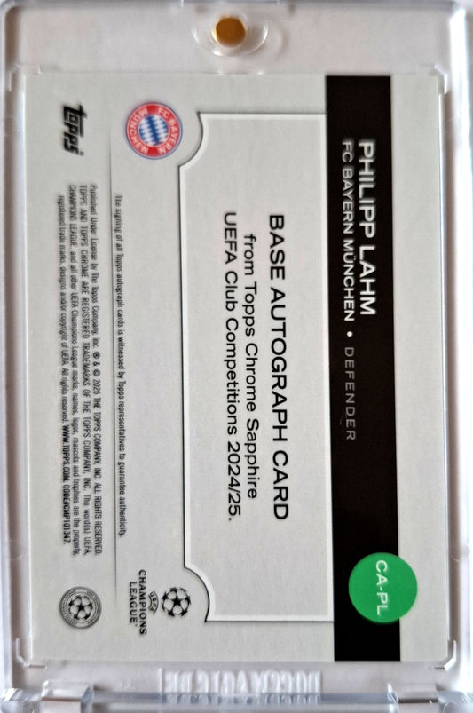 2024-25 Topps Chrome Sapphire UCC Yellow Refractor Philipp Lahm Auto 02/75 FC Bayern München