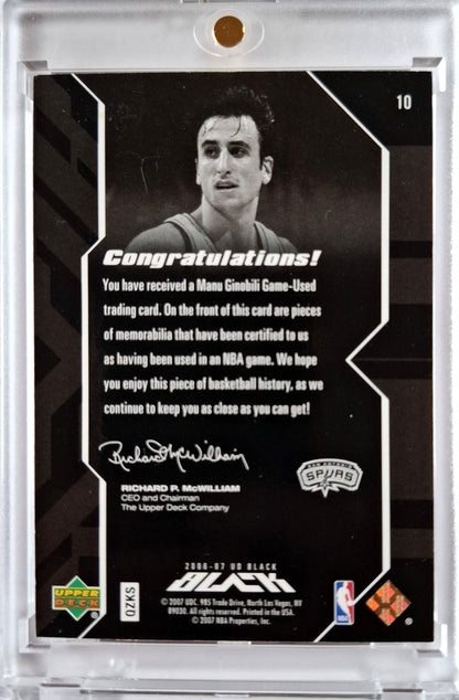 2006-07 Uper Deck UD Black Manu Ginobili Game Worn Jersey 21/99 San Antonio Spurs