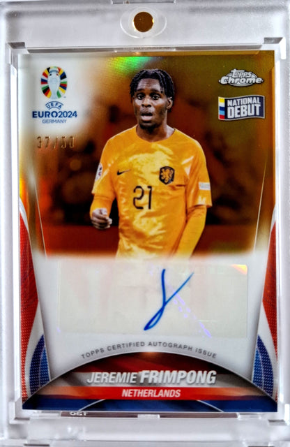2024 Topps Chrome Uefa Euro Autograph Gold Refractor Jeremie Frimpong Auto 37/50 Niederlande