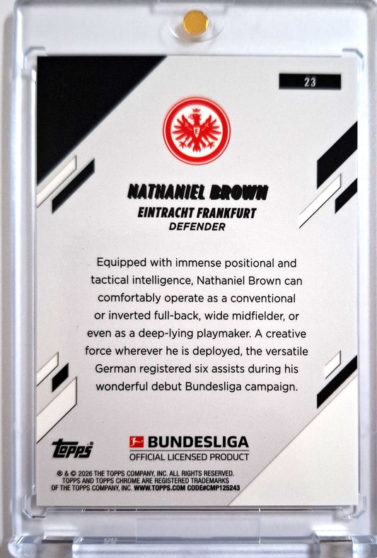 2025-26 Topps Chrome Bundesliga Nathaniel Brown Blue Refractor 115/150 Eintracht Frankfurt