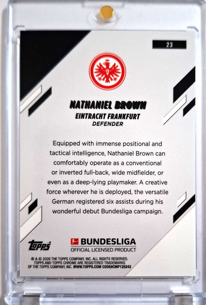 2025-26 Topps Chrome Bundesliga Nathaniel Brown Blue Refractor 115/150 Eintracht Frankfurt