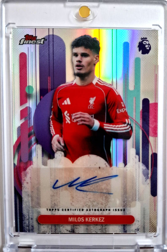 2025-26 Topps Finest Premier League Milos Kerkez Autograph Karte Liverpool FC.