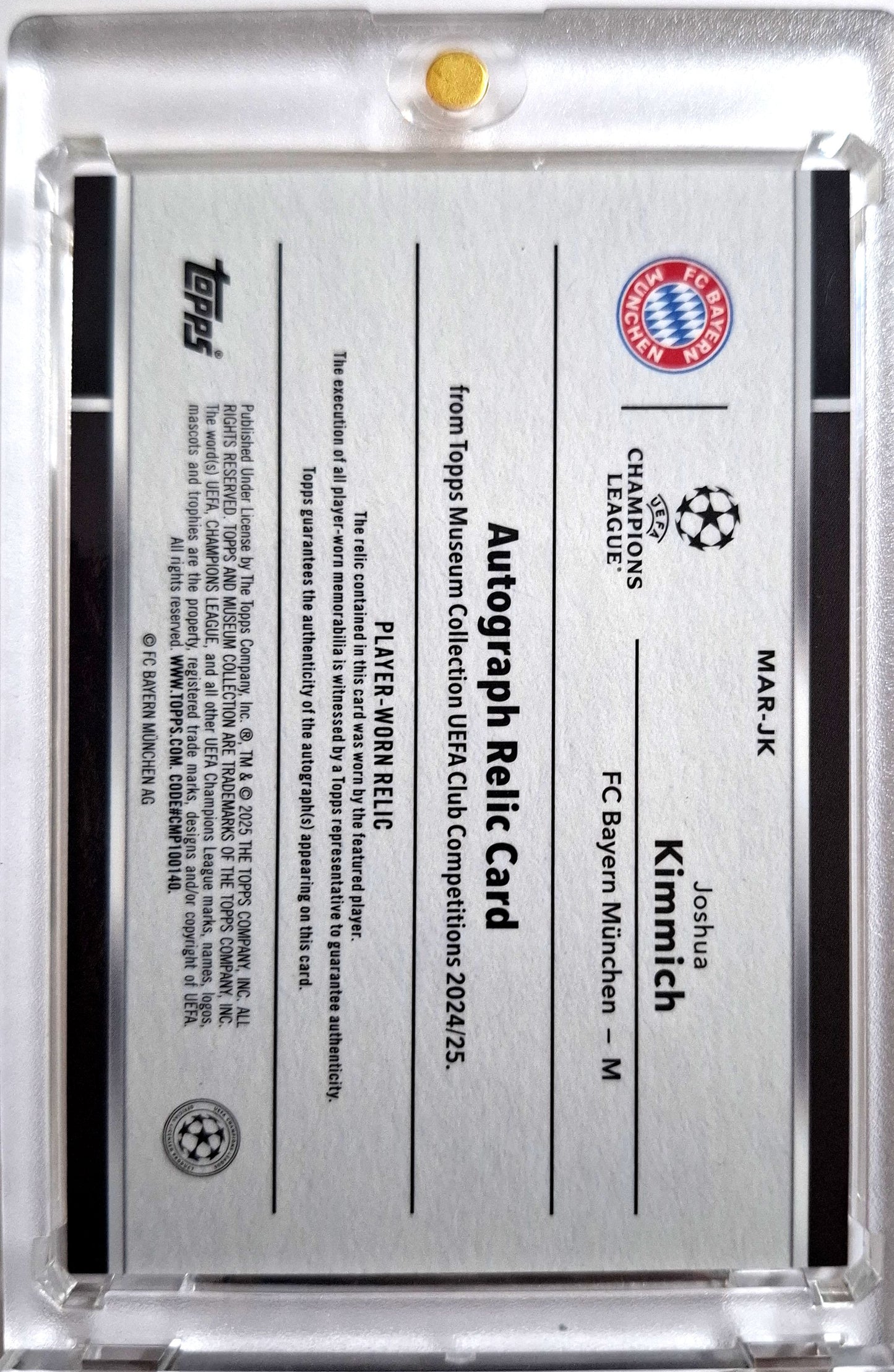 2024-25 Topps Museum UCC Autograph Relic Joshua Kimmich Auto Jersey 135/150 Player Worn Bayern München