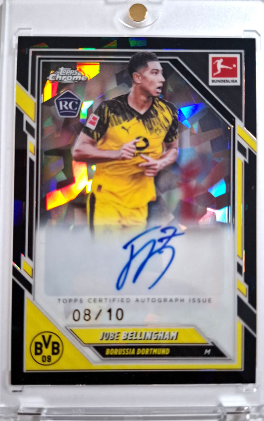 2025-26 Topps Chrome Sapphire Bundesliga Black Jobe Bellingham Rookie Autograph Karte 08/10 Borussia Dortmund.