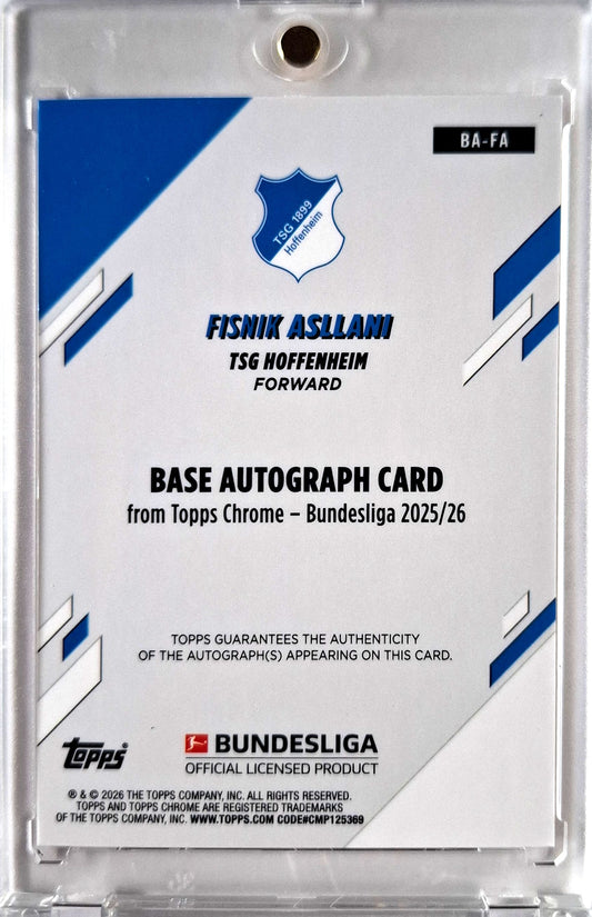 2025-56 Topps Chrome Bundesliga Orange Geometric Fisnik Asllani RC Rookie Auto 10/25 TSG Hoffenheim