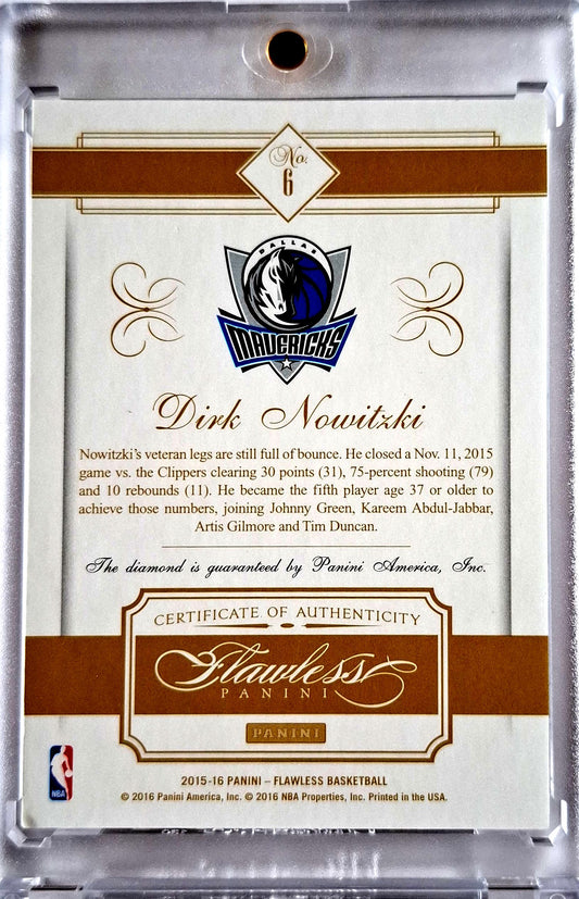 2015-16 Panini Flawless Dirk Nowitzki Diamond Gold 02/20 Dallas Mavericks