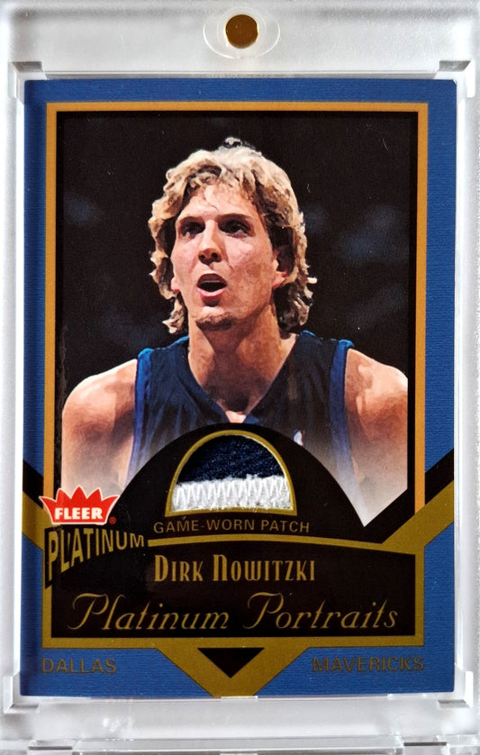 2002-03 Fleer Platinum Portraits Dirk Nowitzki Patch Game Worn 053/100 Dallas Mavericks