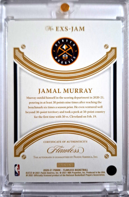 2020-21 Panini Flawless Exellence Autograph Gold Jamal Murray Auto 09/10 Denver Nuggets