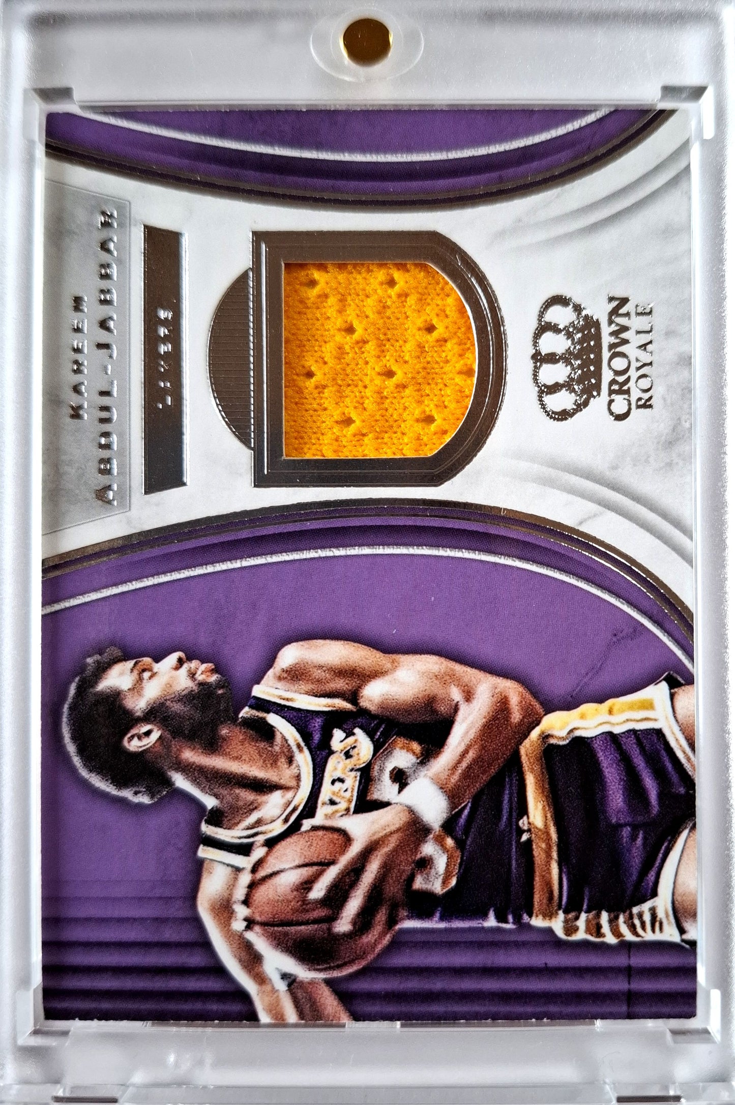 2018-19 Panini Crown Royale Kareem Abdul-Jabbar Jersey Game Worn Los Angeles Lakers