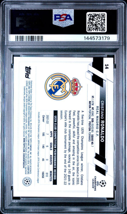 2022-22 Topps Chrome Sapphire UCC Cristiano Ronaldo SP PSA 8 Real Madrid